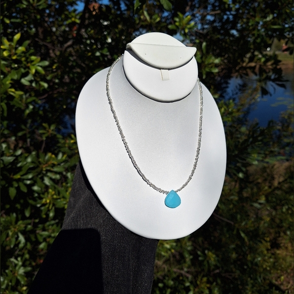 Blue Chalcedony, Czech Glass Necklace ~ Artisan Jewelry - Picture 7 of 8